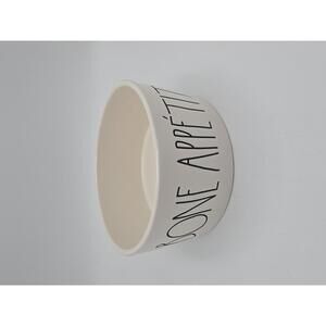 Rae Dunn Black and White Bone Appetit Ceramic Dog Bowl